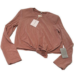 NWT WAYF DUSTY PINK LONG SLEEVE TOP WITH CENTER TIE DETAIL